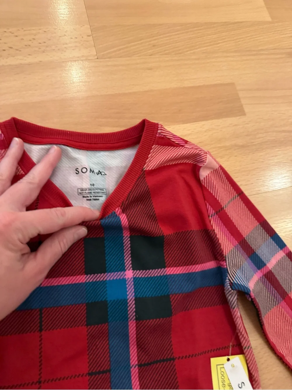 Soma Red Plaid Long-Sleeve Kids Pajama Top